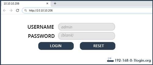 10.10.10.206 default username password