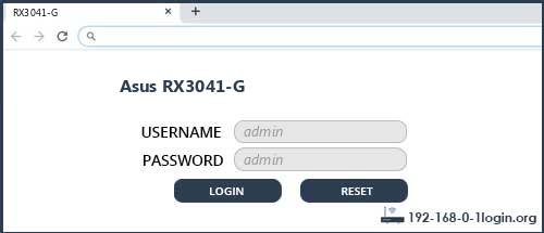 Asus RX3041-G router default login