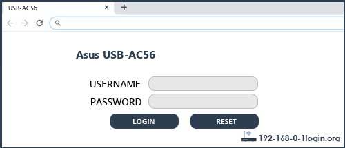 Asus USB-AC56 router default login