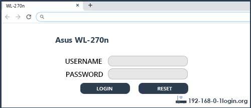 Asus WL-270n router default login