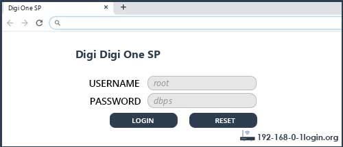 Digi Digi One SP Default Username password And Default Router IP