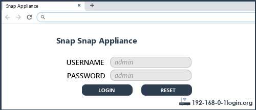 Snap Snap Appliance Default Username password And Default Router IP