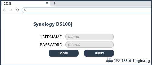 Synology DS108j router default login