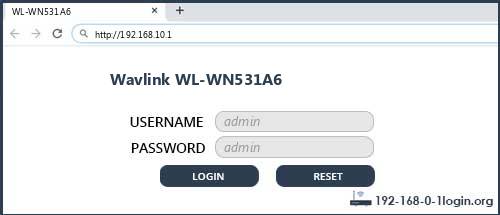 Wavlink router router default login
