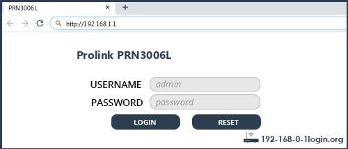 Prolink PRN3006L router default login