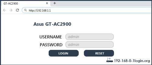 Asus GT-AC2900 router default login