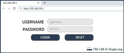 192.168.209.1 default username password