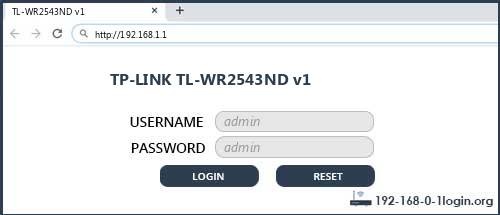 TP-LINK TL-WR2543ND v1 router default login