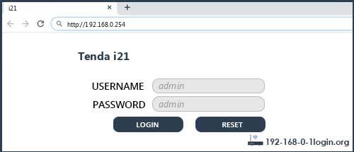 Tenda i21 router default login