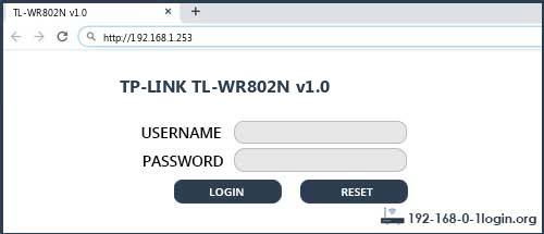 TP-LINK TL-WR802N v1.0 router default login