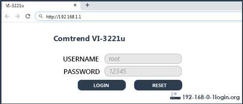 Comtrend VI-3221u router default login