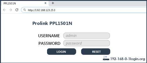 Prolink PPL1501N router default login