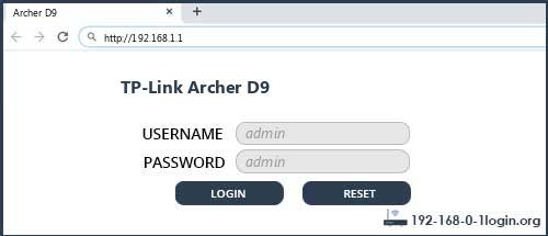 TP-Link Archer D9 router default login