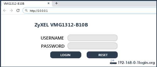 ZyXEL VMG1312-B10B router default login