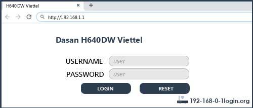 Dasan H640DW Viettel router default login