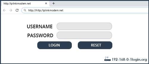 http:/tplinkmodem.net default username password